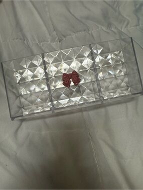 Source Unknown Clear Acrylic Makeup Organizer with Pink Bow Accent